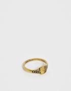 Asos Design Vintage Style Pinky Ring In Burnished Gold Tone - Gold