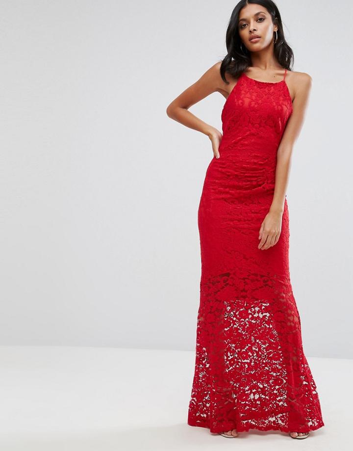 Lipsy Lace Cami Maxi Dress - Red