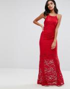 Lipsy Lace Cami Maxi Dress - Red