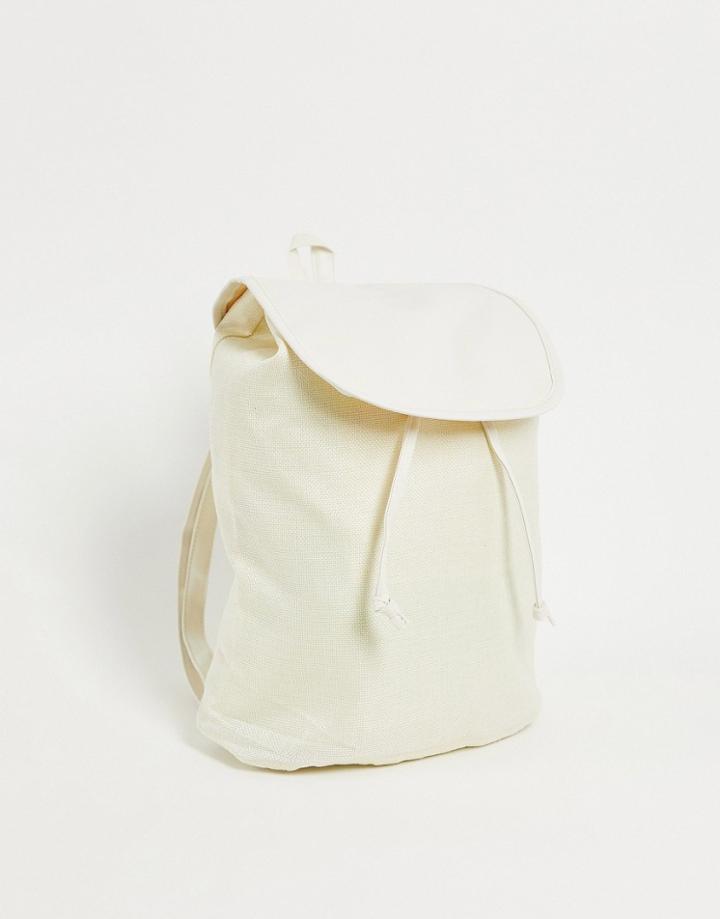 Svnx Papter Straw Backpack In Off White