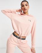 Calvin Klein Ck One Lounge Drawstring Hem Logo Hoodie In Pink