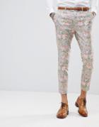 Gianni Feraud Skinny Fit Linen Blend Floral Suit Pants - Stone