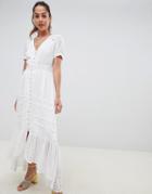 Miss Selfridge Button Through Broderie Maxi Dress - White