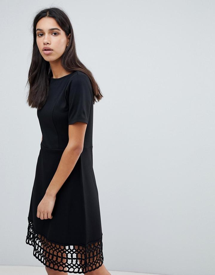 Y.a.s Crochet Hem Dress - Black