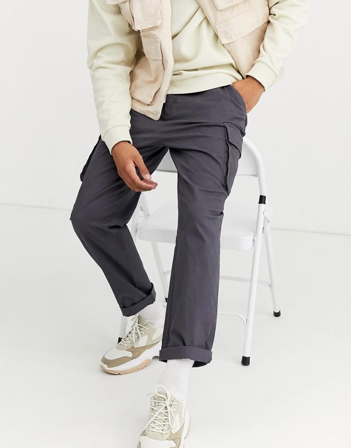Asos Design Relaxed Cargo Pants In Washed Black