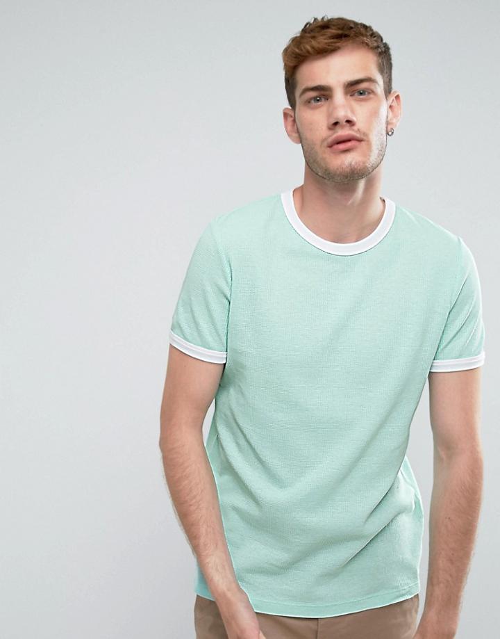 Asos T-shirt In Textured Waffle Fabric In Mint - Green