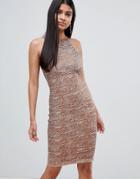 Rare Metallic Bandage High Neck Midi Dress - Gold