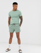 Asos Design Two-piece Swim Shorts In Light Green Short Length - Green