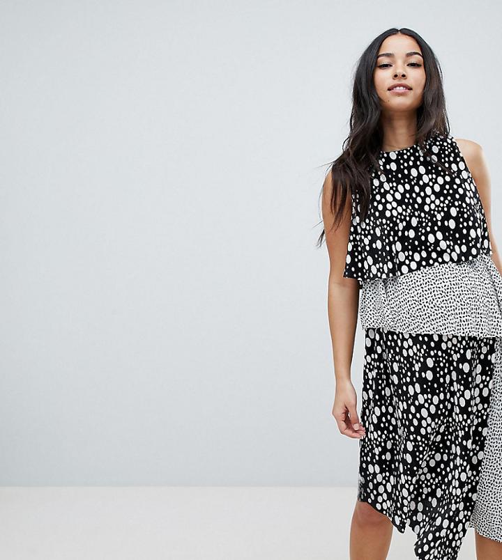 Asos Design Maternity Nursing Plisse Spot Double Layer Dress - Multi