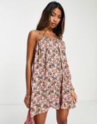 Topshop Ditsy Chuck On Mini Romper In Multi