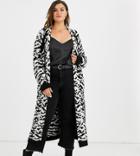 Asos Design Curve Maxi Cardigan In Animal Pattern Borg Knit-multi