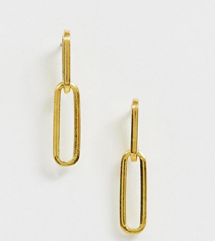 Asos Design Sterling Silver Earrings In Open Chain Link Design - Gold