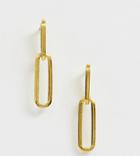 Asos Design Sterling Silver Earrings In Open Chain Link Design - Gold