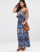 Madam Rage Bandeau Dress In Festival Print - Multi