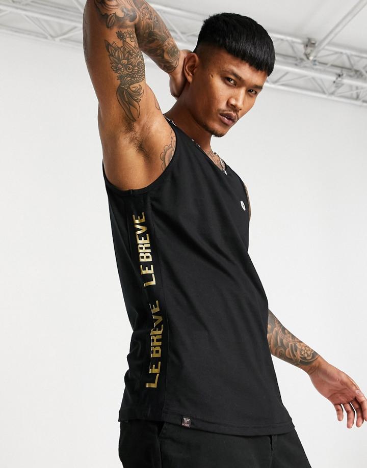 Le Breve Lounge Tank In Black With Gold Tape - Part Of A Set