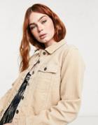 Jdy Kiraz Corduroy Denim Jacket In Nomad-neutral
