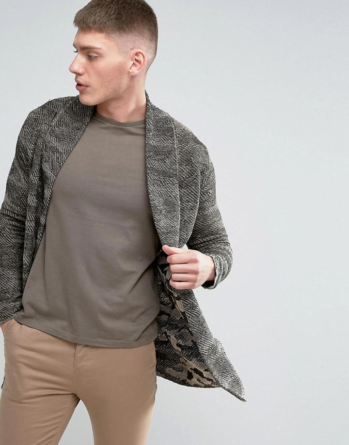Jack & Jones Camo Inner Cardigan - Gray