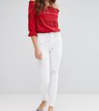 Miss Selfridge Frayed Hem Skinny Jeans-white