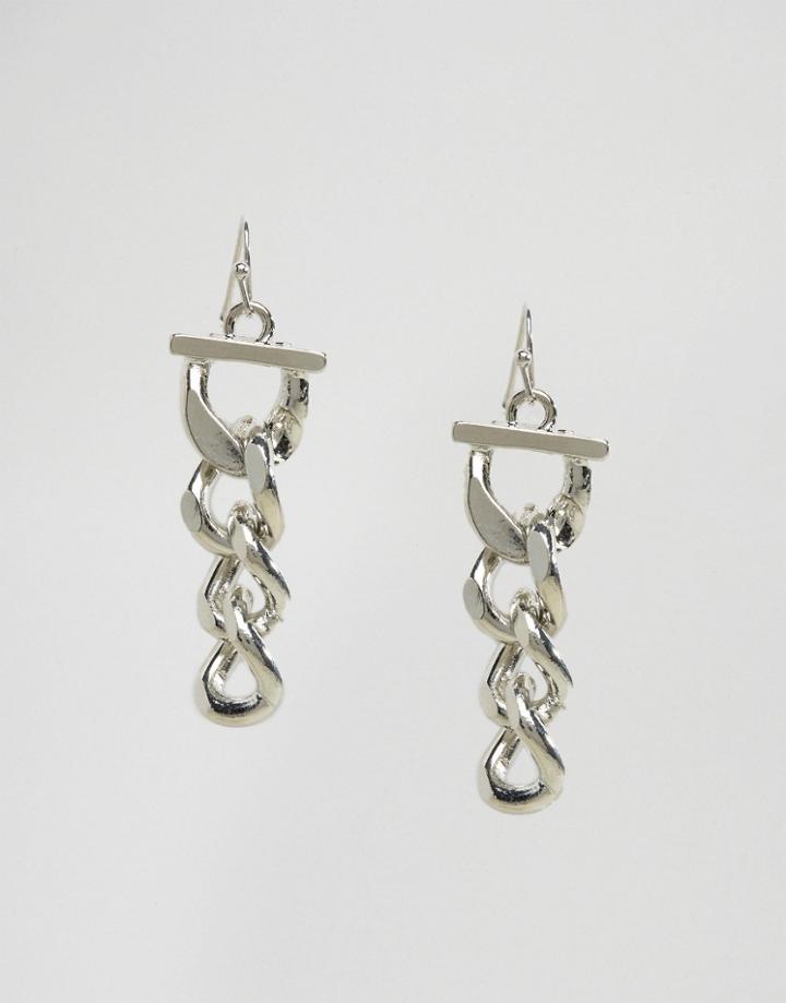 Asos Chain Drop Earrings - Silver