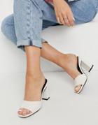 Glamorous Heeled Mules In Bone-white