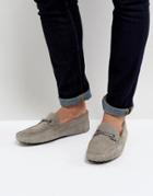 Asos Driving Shoes In Gray Suede With Snaffle - Gray