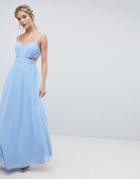 Asos Design Cut Out Maxi Dress With Cami Straps - Blue