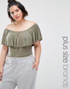 Pink Clove Ruffle Front Body - Khaki