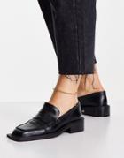 Topshop Lowry Leather Loafer In Black