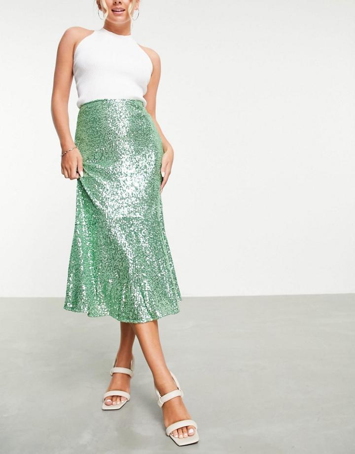 Whistles Suki Sequin Mini Skirt In Green - Part Of A Set
