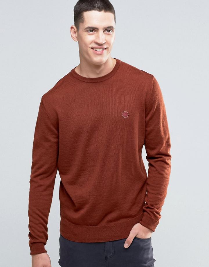 Pretty Green Sweater With Crew Neck In Slim Fit Spice Red - Red