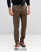 Heart & Dagger Skinny Smart Pants In Tweed - Brown