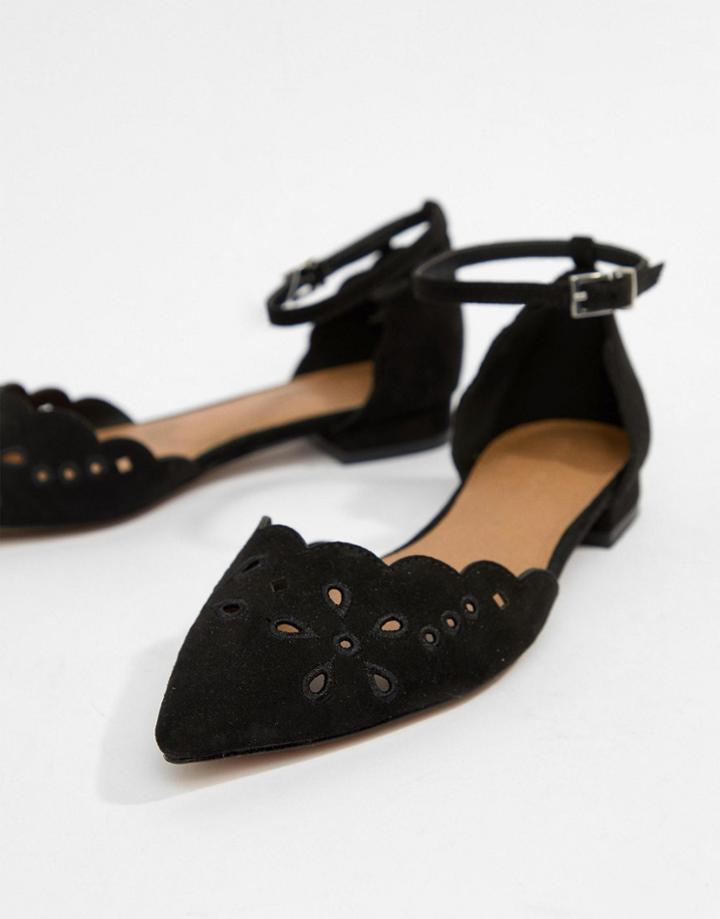 Asos Design Luxe Laser Cut Ballet Flats - Black