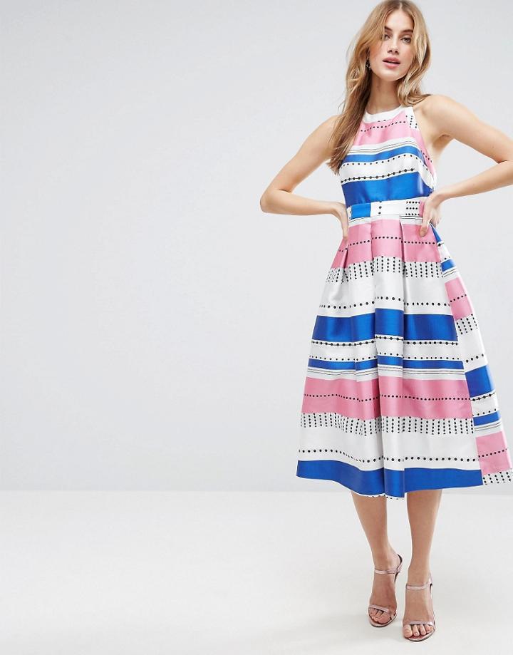 Asos Spot Pinny Jacquard Prom Dress - Multi