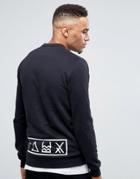 Friend Or Faux Burtom Back Print Sweater - Black