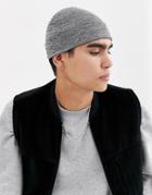 Asos Design Fisherman Beanie In White And Gray Twist