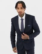 Harry Brown Skinny Fit Spot Suit Jacket-navy
