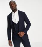 Gianni Feraud Tall Wool Mix Navy Herringbone Slim Fit Suit Jacket