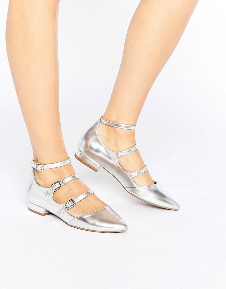 New Look Metallic Multi Strap Shoe - Silver