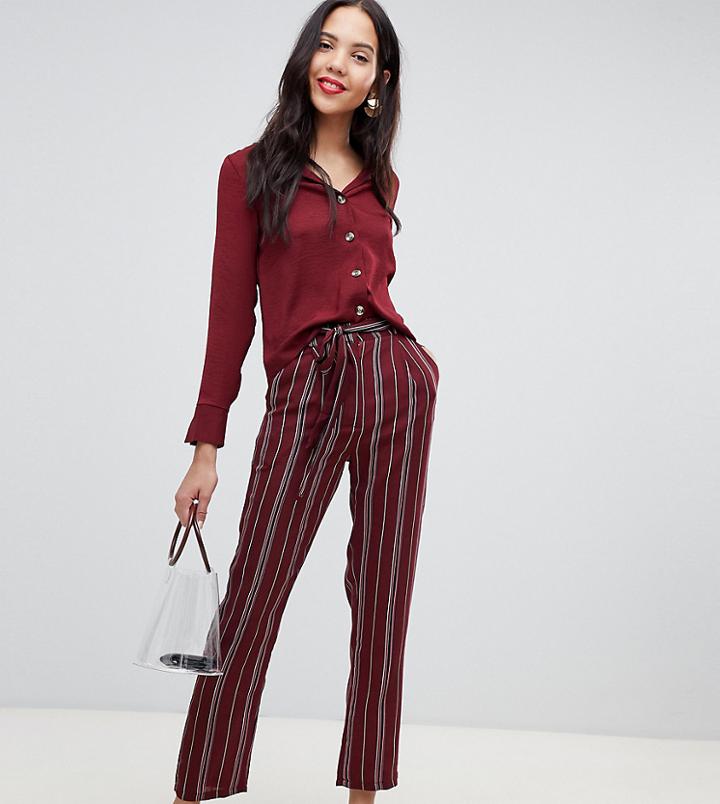 Parisian Tall Stripe Wide Leg Pants-red