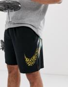 Nike Training Flex Shorts In Black With Tribal Print Swoosh