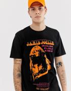 Asos Design Janis Joplin Relaxed T-shirt With Front And Back Print-black