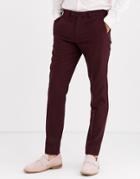 Gianni Feraud Winter Wedding Slim Fit Tweed Wool Blend Suit Pants-red