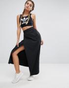 Adidas Ribbed Wrapover Maxi Skirt - Black