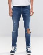 Kubban Denim Spray On Jean Rip Open Knee Blue - Blue