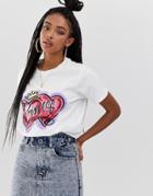 Asos Design Oversized T-shirt With Princess Heart Print - White