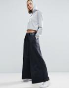 Asos White Wide Leg Pants With Buckle Detail - Gray