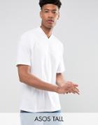 Asos Tall Oversized T-shirt With V-neck In White - White