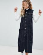 Dr Denim Button Through Denim Dress - Black