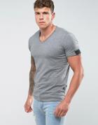 Replay Raw Hem V-neck T-shirt - Gray