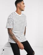 New Look Oversized Striped T-shirt In Navy And White